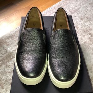 Frye gunmetal leather sneakers